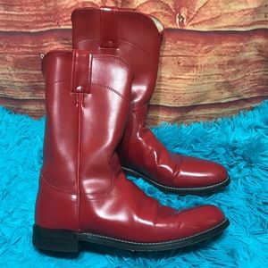 Justin Diamond Red Cowboy Boots 7.5B